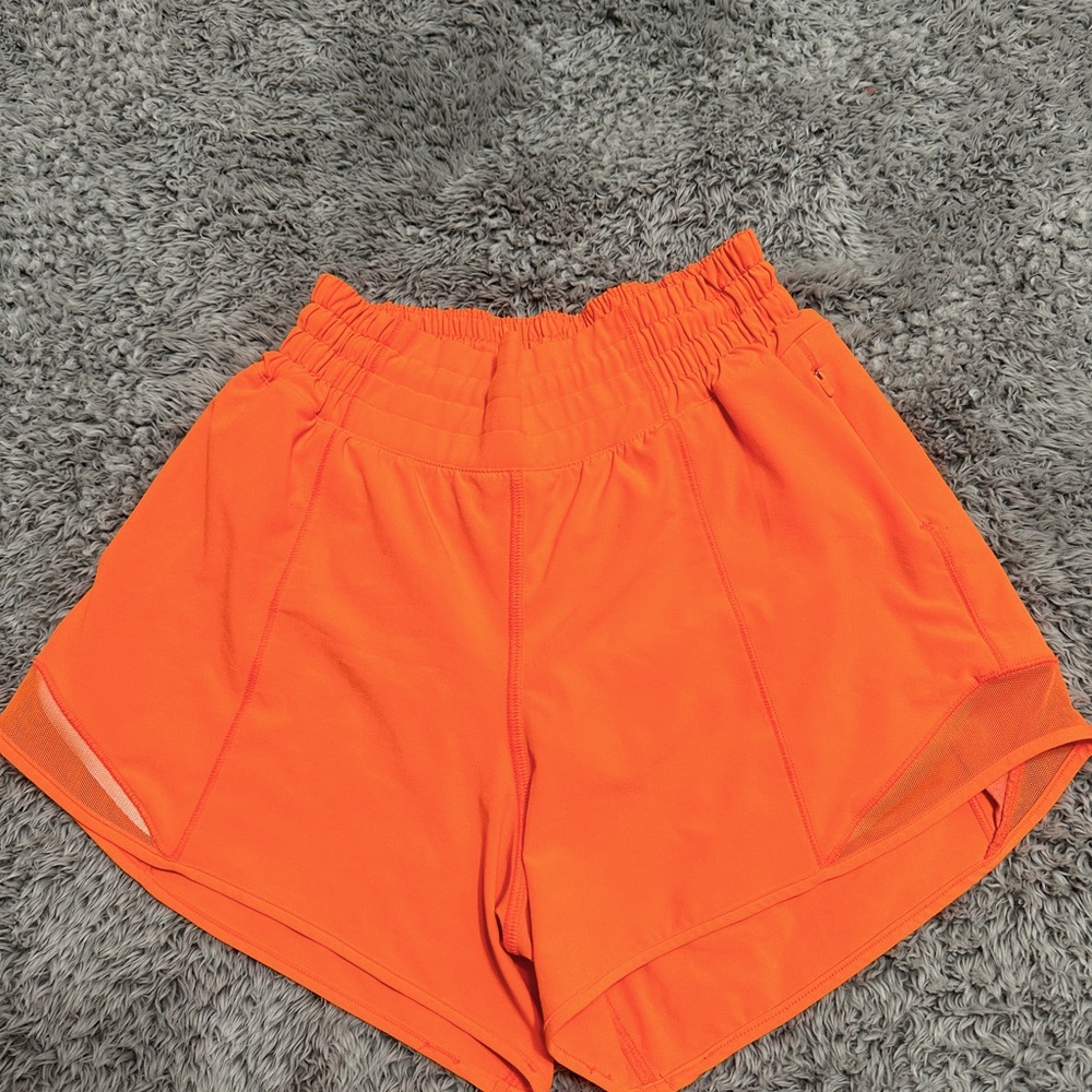Lululemon orange hotty hot high rise 4 inch size 2